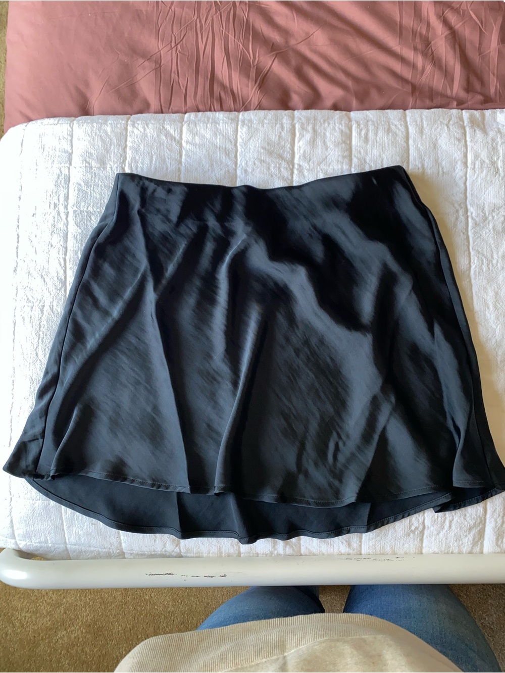a new day Black Elastic-Waist Satin Mini Skirt